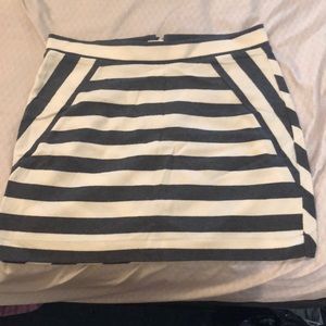 Grey and white striped mini skirt